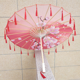 十里桃花复古汉服女流苏拍照道具舞蹈演出中国风古风旗袍走秀伞