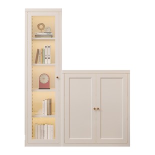 客厅书柜展示柜酒柜钢制靠墙落地矮柜北欧组合带玻璃门防尘餐边柜