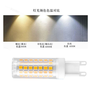led超亮g9灯泡 高亮插脚灯珠9W12W15W中性光220V三色变光扁脚光源