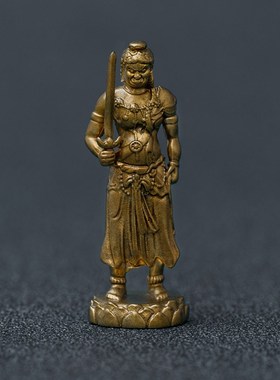 属鸡不动明王守护神小随身佛像不动尊菩萨黄铜像精致迷你小号雕像