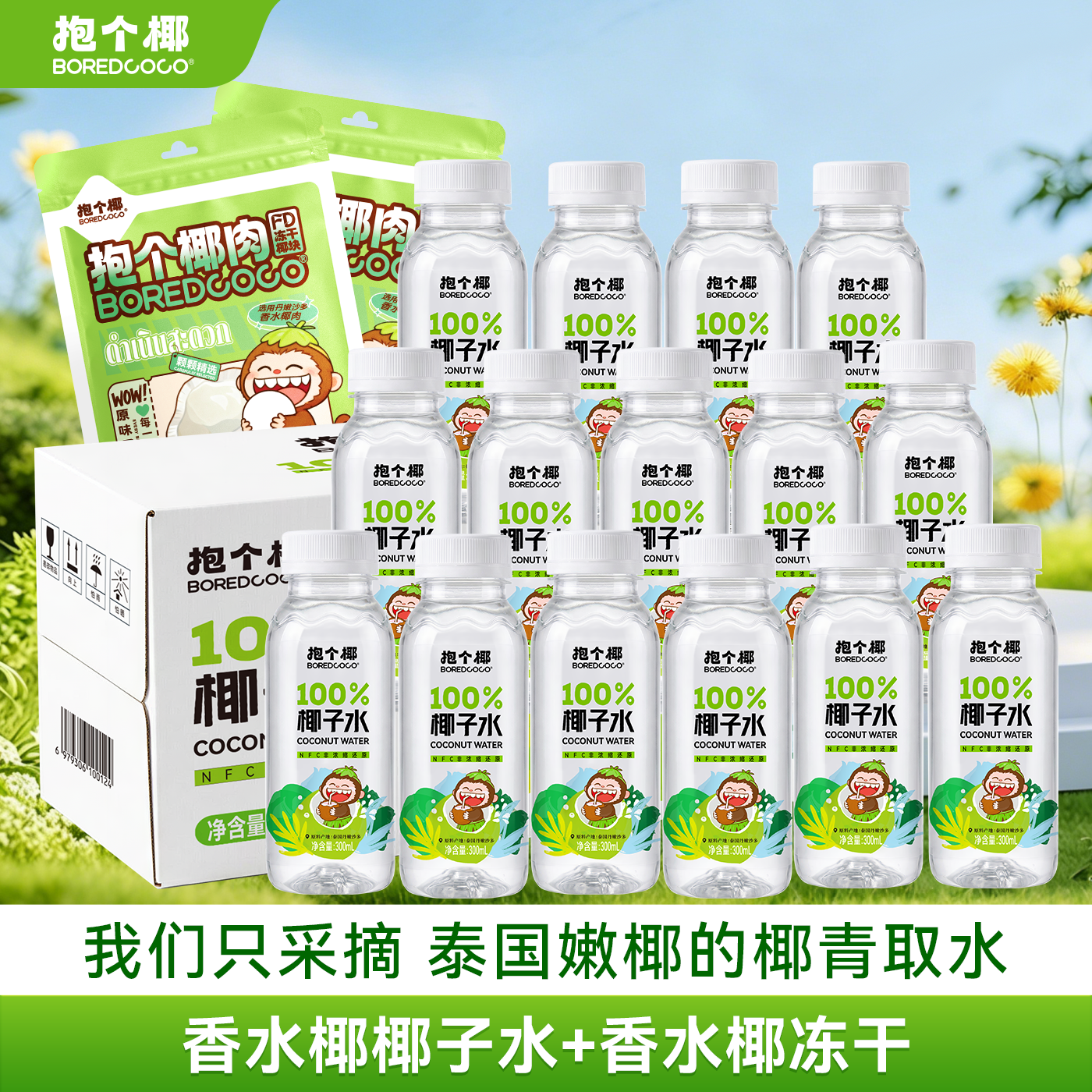 100%椰子水300ml*15瓶冻干椰肉2