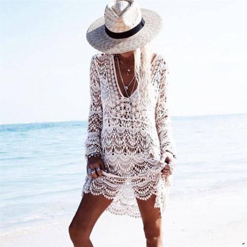 海边渡假镂空蕾丝外套比基尼游泳衣外搭罩衫沙滩裙针织衫防晒衣女
