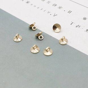 纯铜6MM无针羊眼圆形无孔珍珠帽头手工挂件吊坠帽串珠饰品配件