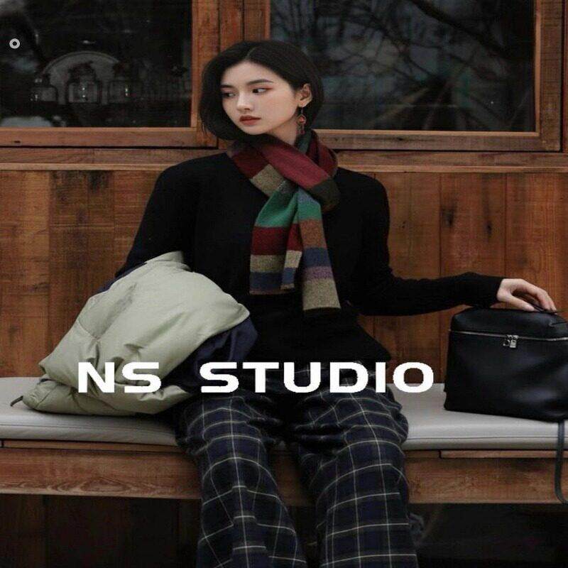 法式彩色条纹针织披肩外搭女秋冬季休闲百搭保暖护颈两用彩虹围巾