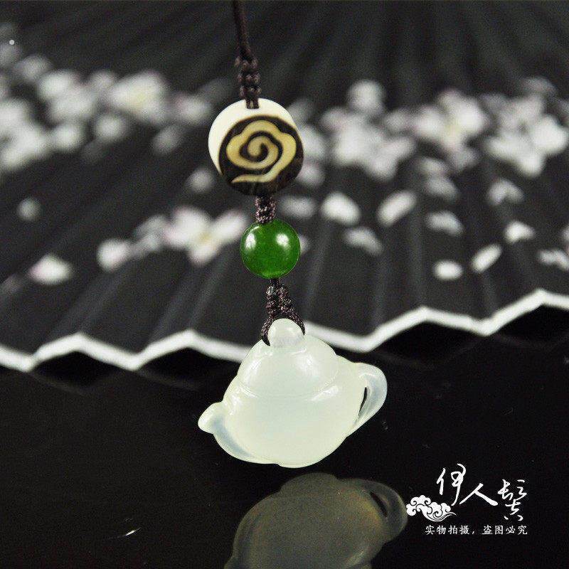 天然玉石 小茶壶钥匙扣 玉挂件 把把壶 打麻将 爱胡