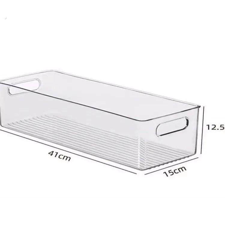 家用日式透明亚克力长条盒加高瘦高型大收纳盒化妆盒窄柜超高冰箱