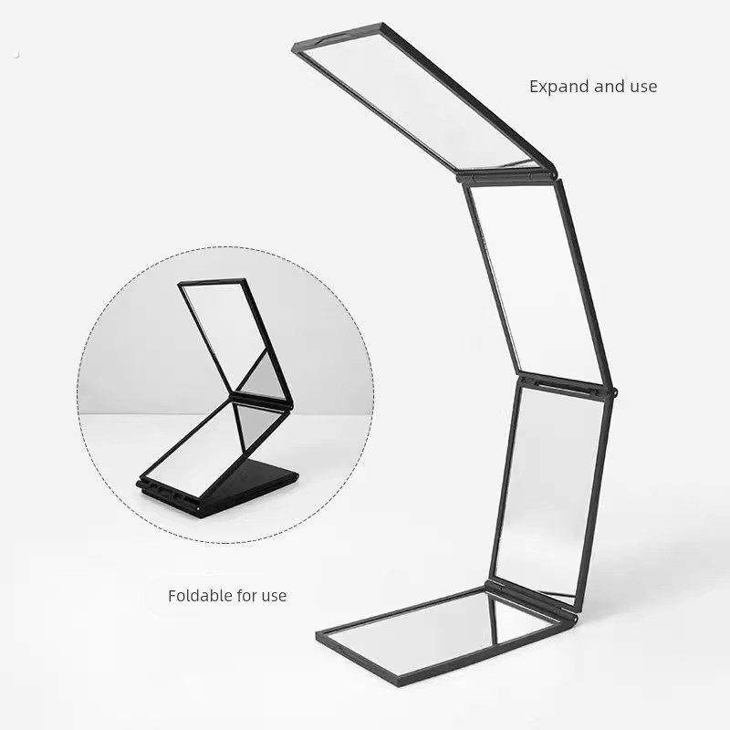 折叠四面镜子理发四折镜照后脑勺便携伸缩式化妆镜反向全身可折叠