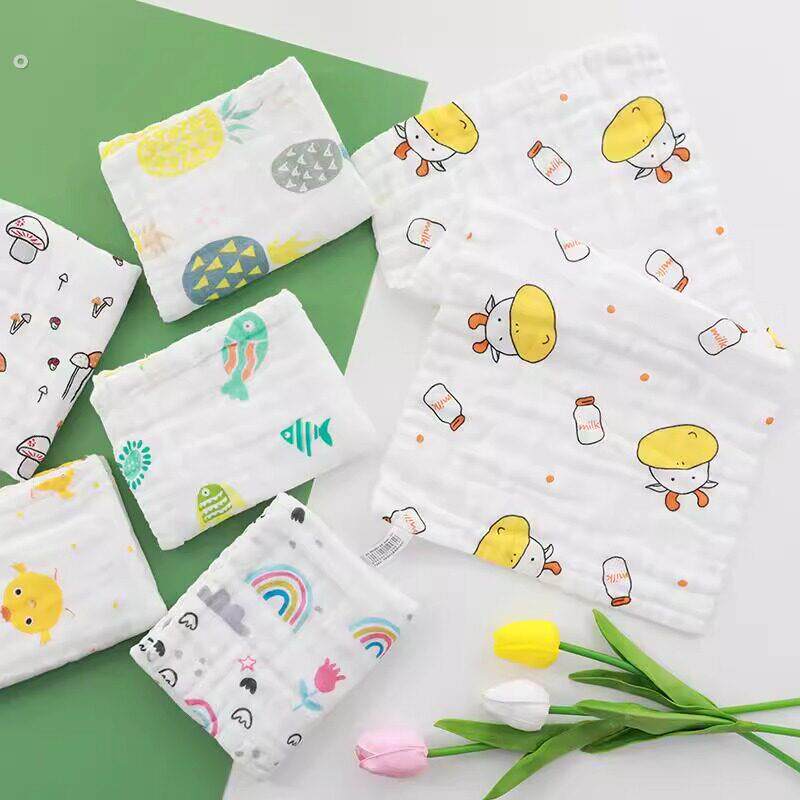 婴儿口水巾六层纱布毛巾新生儿高密加厚宝宝方巾洗脸巾
