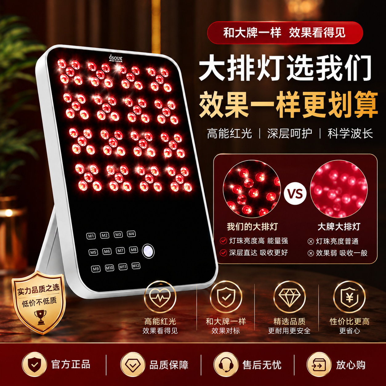 大排灯美容仪家用美白灯全身美白祛痘灯红蓝光子嫩肤面罩红蓝光