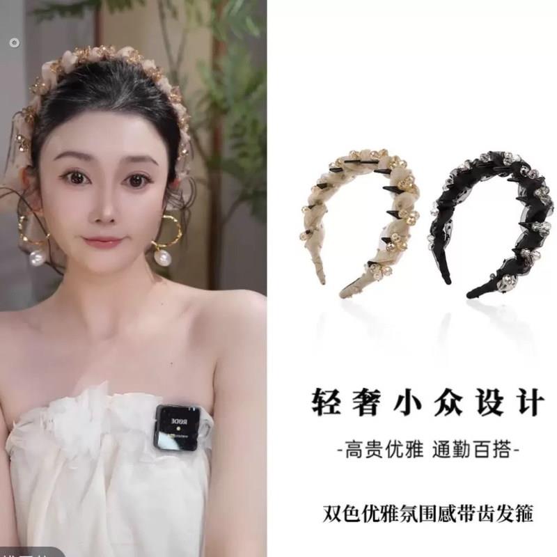 薄纱缠绕波浪发箍高级感带齿开孔器箍碎发整理神器高颅顶头发饰卡