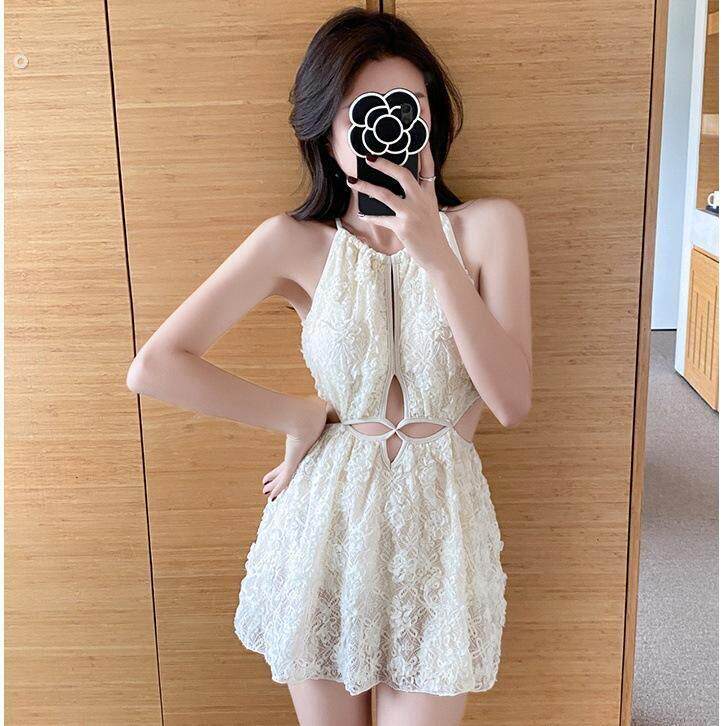 蕾丝性感遮肚显瘦露背仙女范20连体泳衣