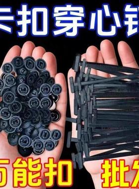 穿心钉扎带卡扣汽车用尼龙高强度抗老化塑料拉紧黑色收紧钉带式