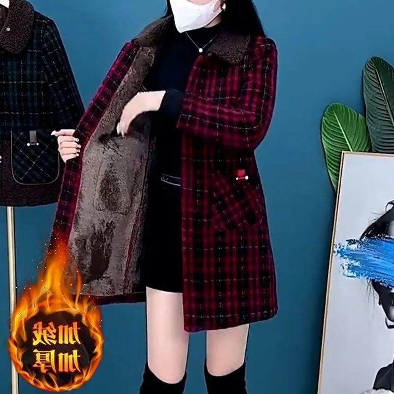 高档一体绒中长款妈妈外套女2023冬装新款气质洋气加绒加厚大衣,女装/女士精品,毛呢外套,淘宝优惠券,粉丝福利购,淘宝优惠卷