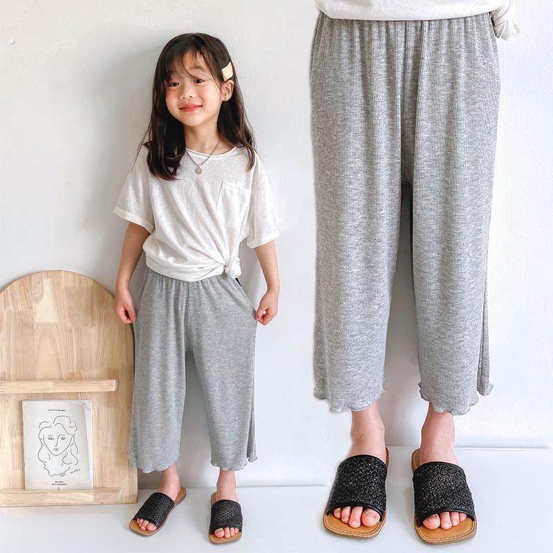 2025新款夏季薄款女童冰丝防蚊裤儿童休闲七分裤宝宝宽松阔腿