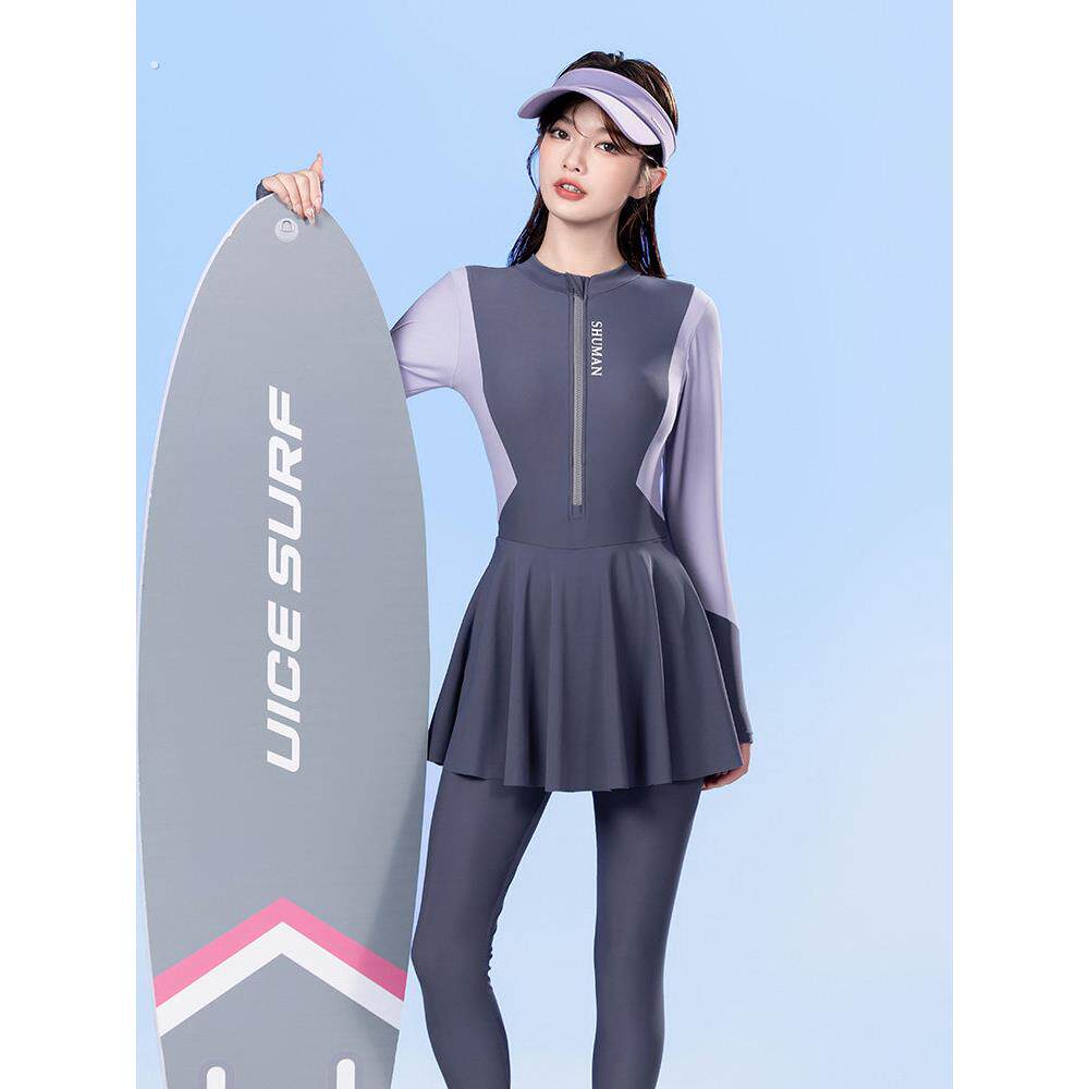 潜水服女士游泳衣长袖长裤全身防晒水母衣户外连体浮潜冲浪服大码