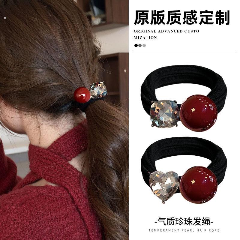 2025年新款橡皮筋扎头发女高级感珠珠喜庆发圈成人好看的发圈气质