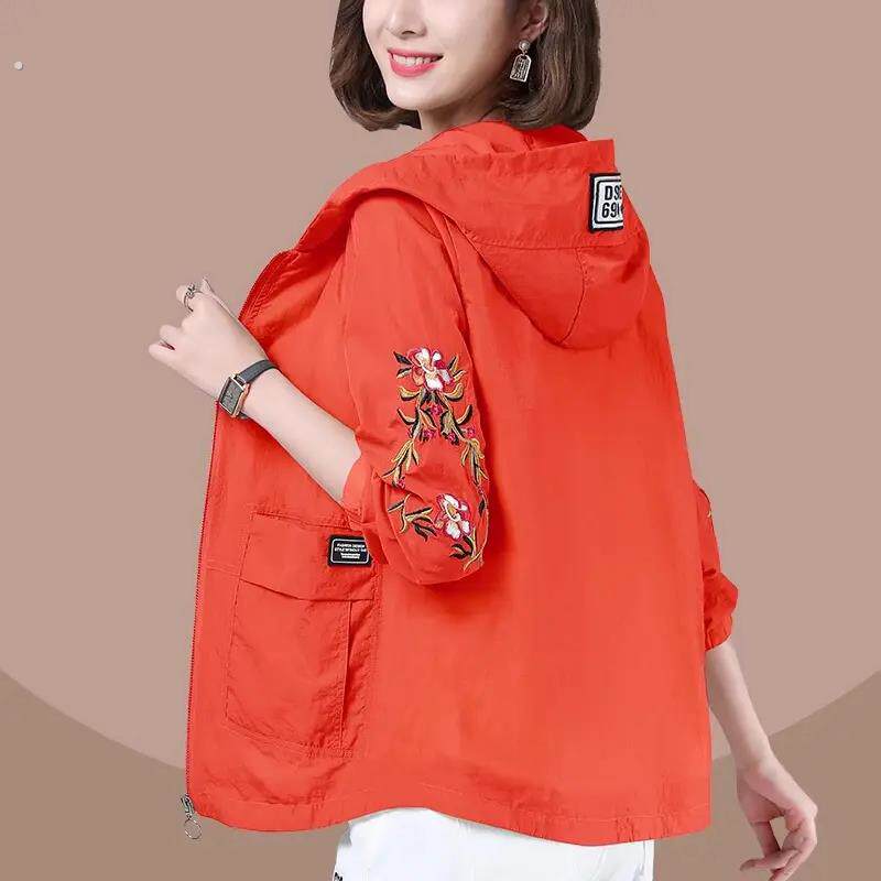 防晒衣女薄款短外套透气春秋2025新款夏季宽松中年妈妈长袖防晒衫