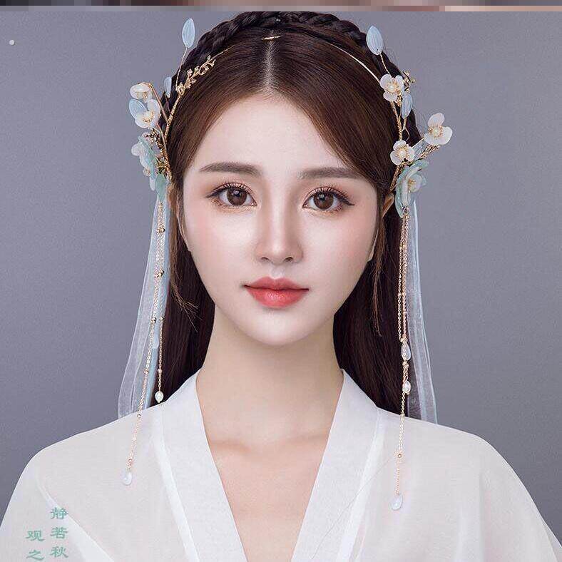 汉服头饰流苏步摇古风圣母光环仙女发箍懒人发箍女童短发古装发饰