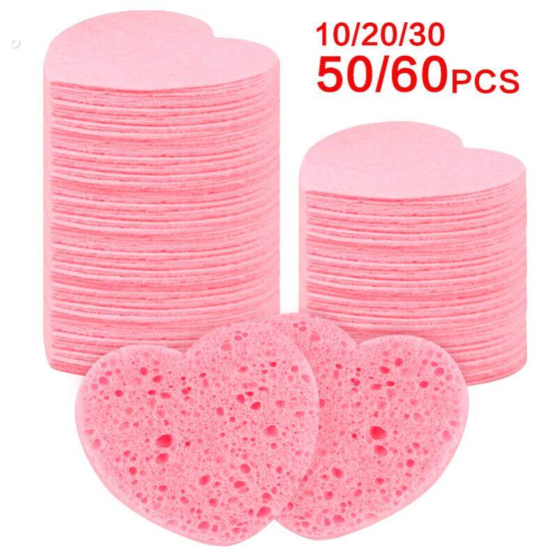 洗脸海绵洗脸扑清洁木浆棉洗脸扑卸妆一次性多色心形压缩洗脸