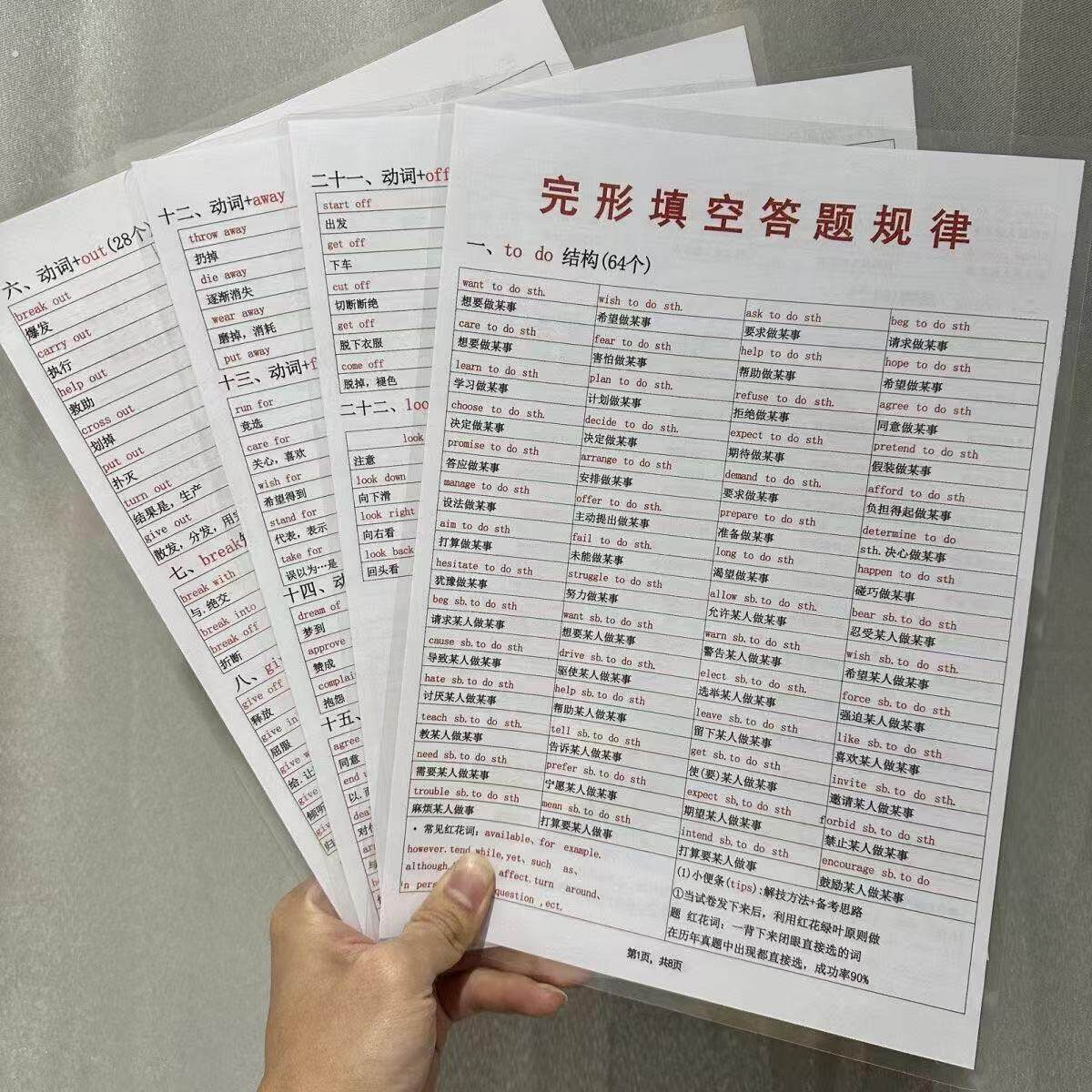 完形填空答题规律中考必学卡片初中英语完形必要背诵益智专项贺卡