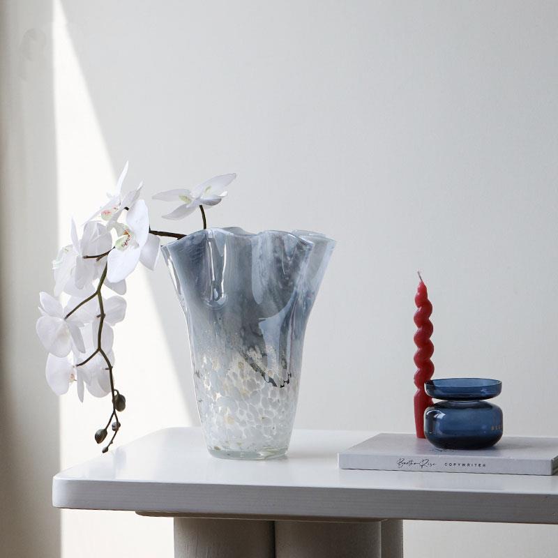 高级感白菜花瓣花瓶摆件轻奢客厅餐桌插花玻璃花器样品间软装饰品