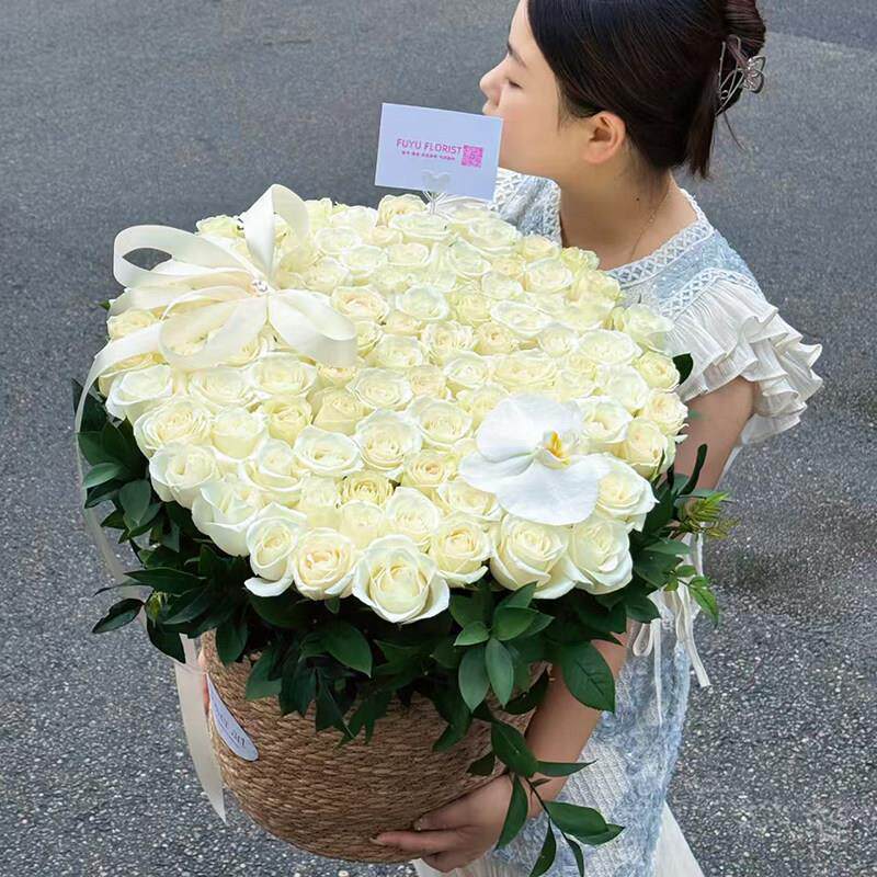高级巨型抱抱桶篮99朵玫瑰花束鲜花同城速递配送生日杭州上海北京