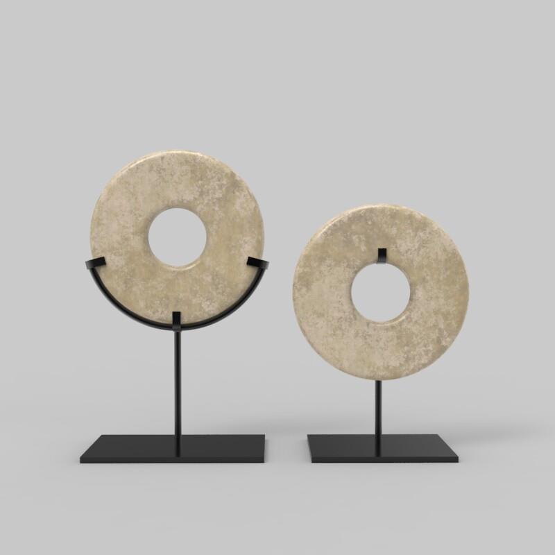 黑铁匠手作锻造铁艺玉璧展架平安扣底座圆形玉石铁架装饰摆件定制
