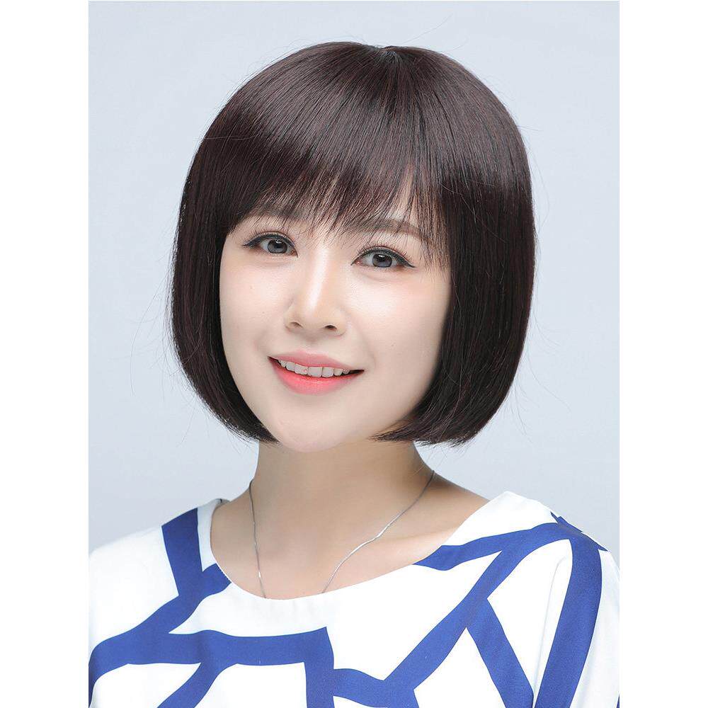 假发女短发真发全头套式妈妈款波波头短头发全真人发丝中老年假发