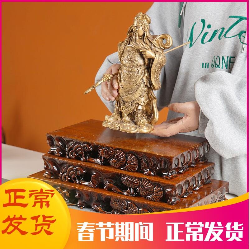 工艺品摆件佛像奇石底座花瓶花盆栽实木长方形整块木架盆景底托盘