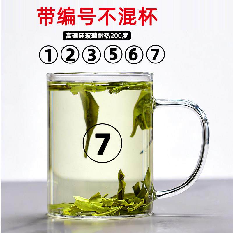 耐热200度带编号玻璃杯高硼硅耐热防爆玻璃茶杯喝茶杯子不混杯