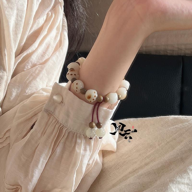 回云HUIYUN 炭烤猫爪菩提根手串女款盘玩绿檀木串珠手链文玩佛珠