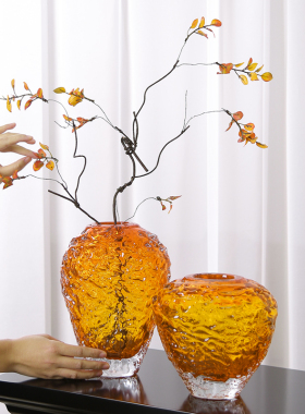 水晶琉璃花瓶创意玄关餐桌花瓶摆件客厅花器插花高级感装饰品摆件