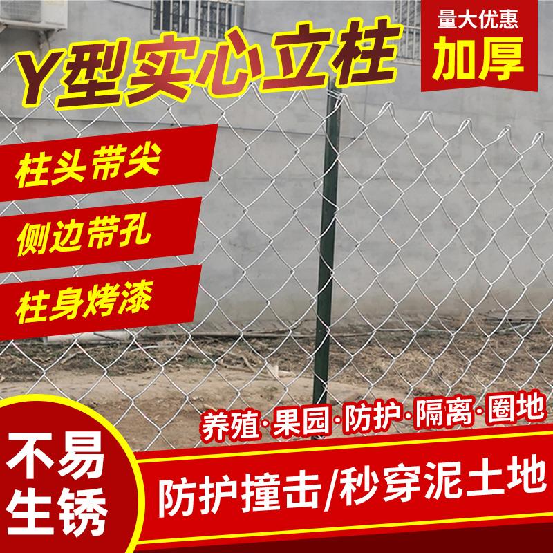 围栏立柱杆护栏铁丝网菜园拦养鸡篱笆Y型三角铁支撑杆葡萄架钢管