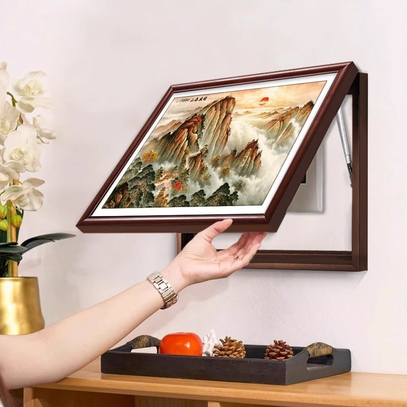 聚宝盆电表箱装饰画 画高级感客厅电闸遮挡盒壁画 画饭厅配电箱山