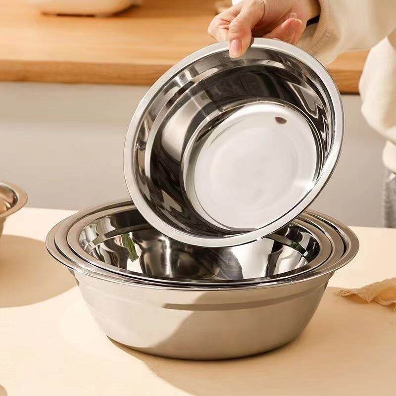 商用无磁不锈钢特厚1.0汤盆饭碗圆形洗菜盆食堂马斗厨房专用