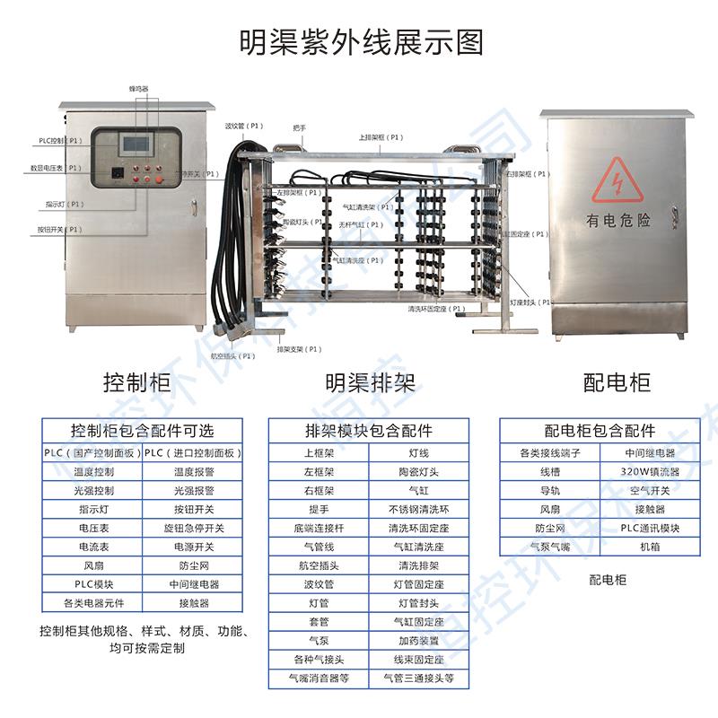 明渠紫外线消毒器框架排架式工业废水污水处理设备杀菌消毒模块