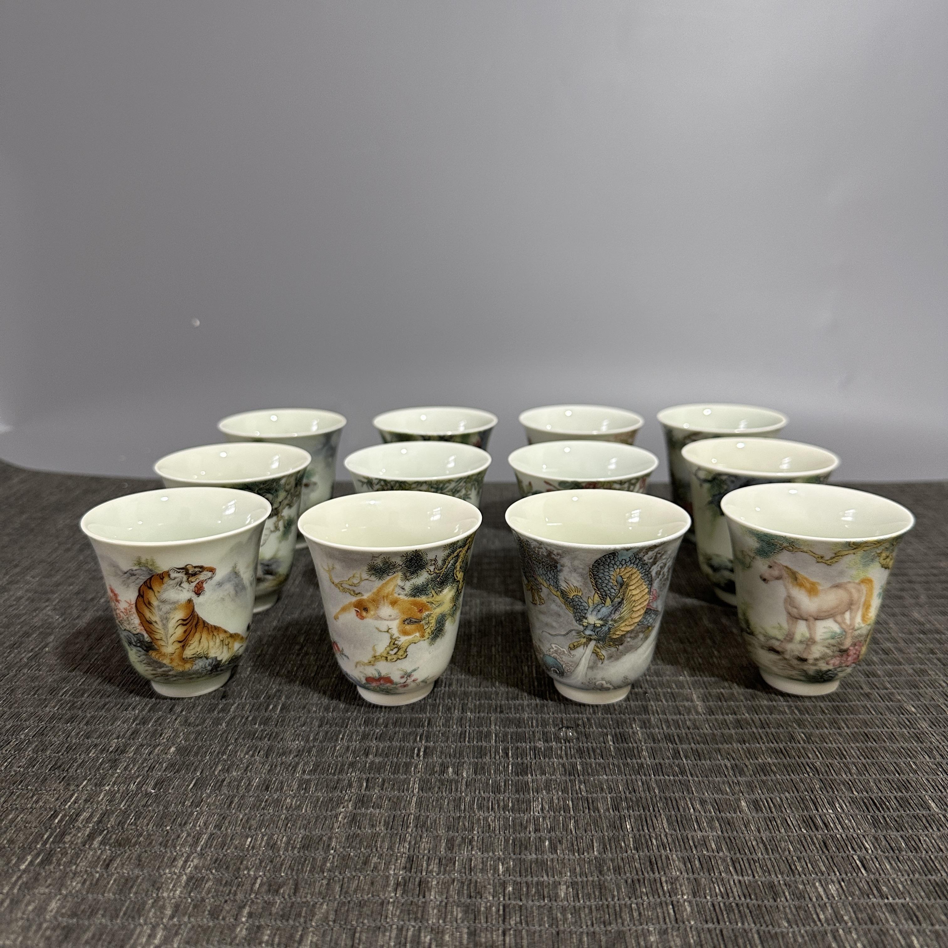 茶具茶杯珐琅彩铃铛杯彷古泥主人杯十二生肖正品功夫茶釉上彩瓷器