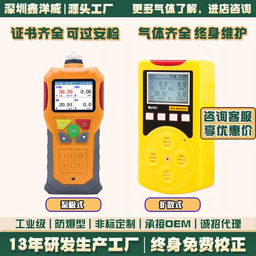 四合一气体检测仪可燃气体氧气硫化氢一氧化碳浓度泄漏探测报警器