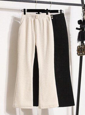 150小个子显高微喇裤女春秋155穿搭高腰雪尼尔显瘦百搭休闲裤子xs