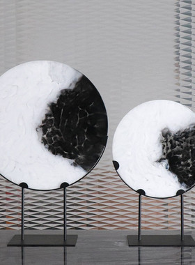 新中式水墨摆件样板房间别墅摆设客厅玄关电视酒柜禅意软装饰品