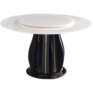 轻奢大理石餐桌圆天然白冰玉红龙玉奢石原石红龙玉纯天然玉石餐桌