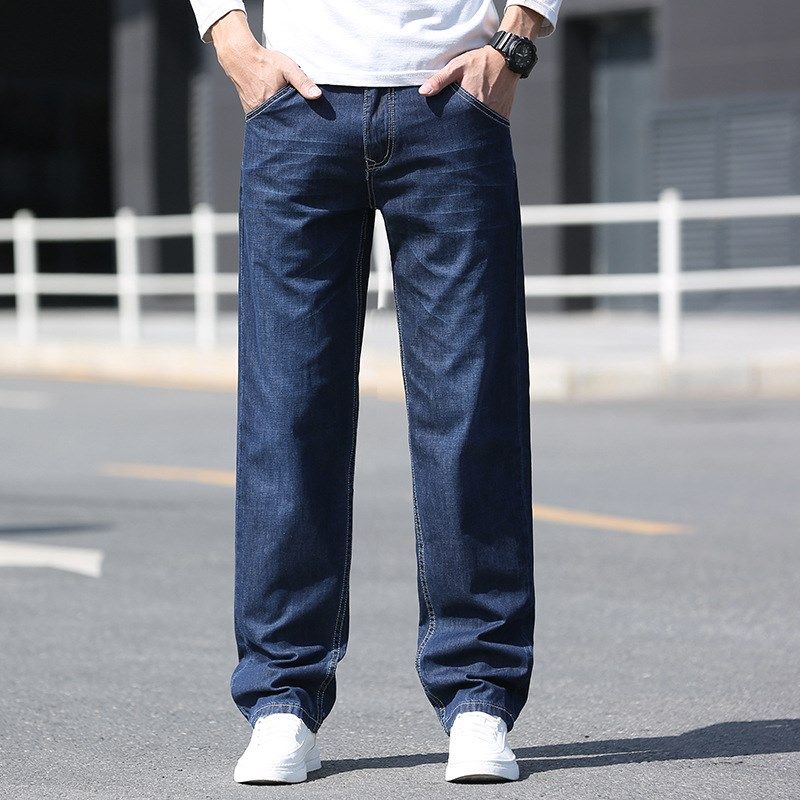 夏季薄款牛仔裤男宽松浅蓝直筒加肥加大码阔腿胖人男士休闲长裤子,男装,大码下装,淘宝优惠券,粉丝福利购,淘宝优惠卷