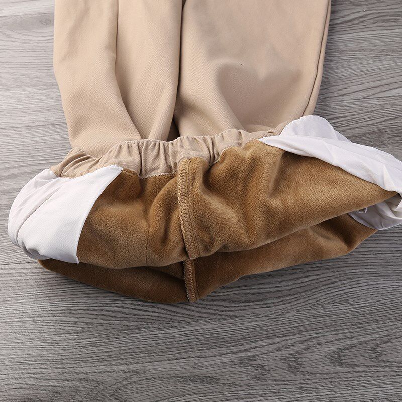 儿童裤子男童秋冬装加绒卡其色长裤中大童校服休闲西裤小学生校裤