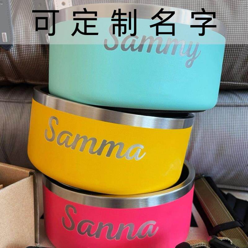 DIY定制宠物名字狗碗不锈钢猫狗盆猫盆喂食耐用坚固宠物碗
