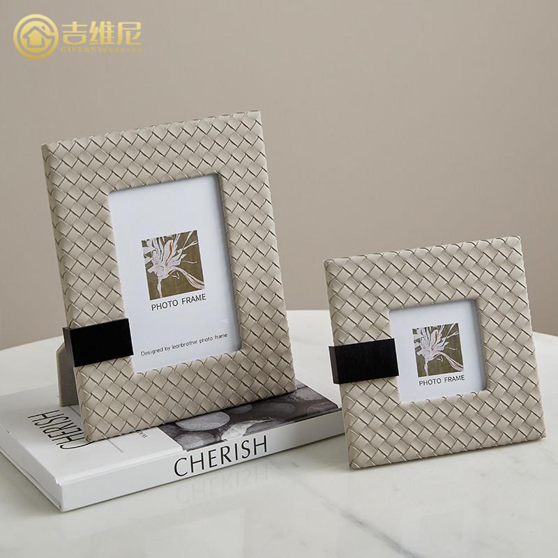 相框摆台摆放架设计照片定制洗照片6寸皮质轻奢摆件家居饰品桌面