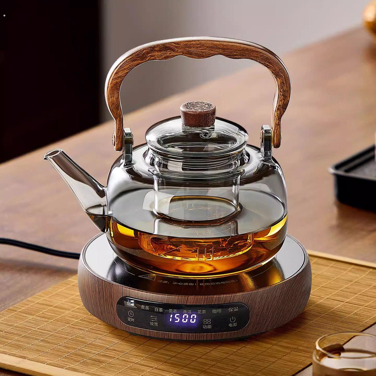 2025新款煮茶炉茶具套装玻璃煮茶壶泡茶家用小型电陶炉茶盘整套