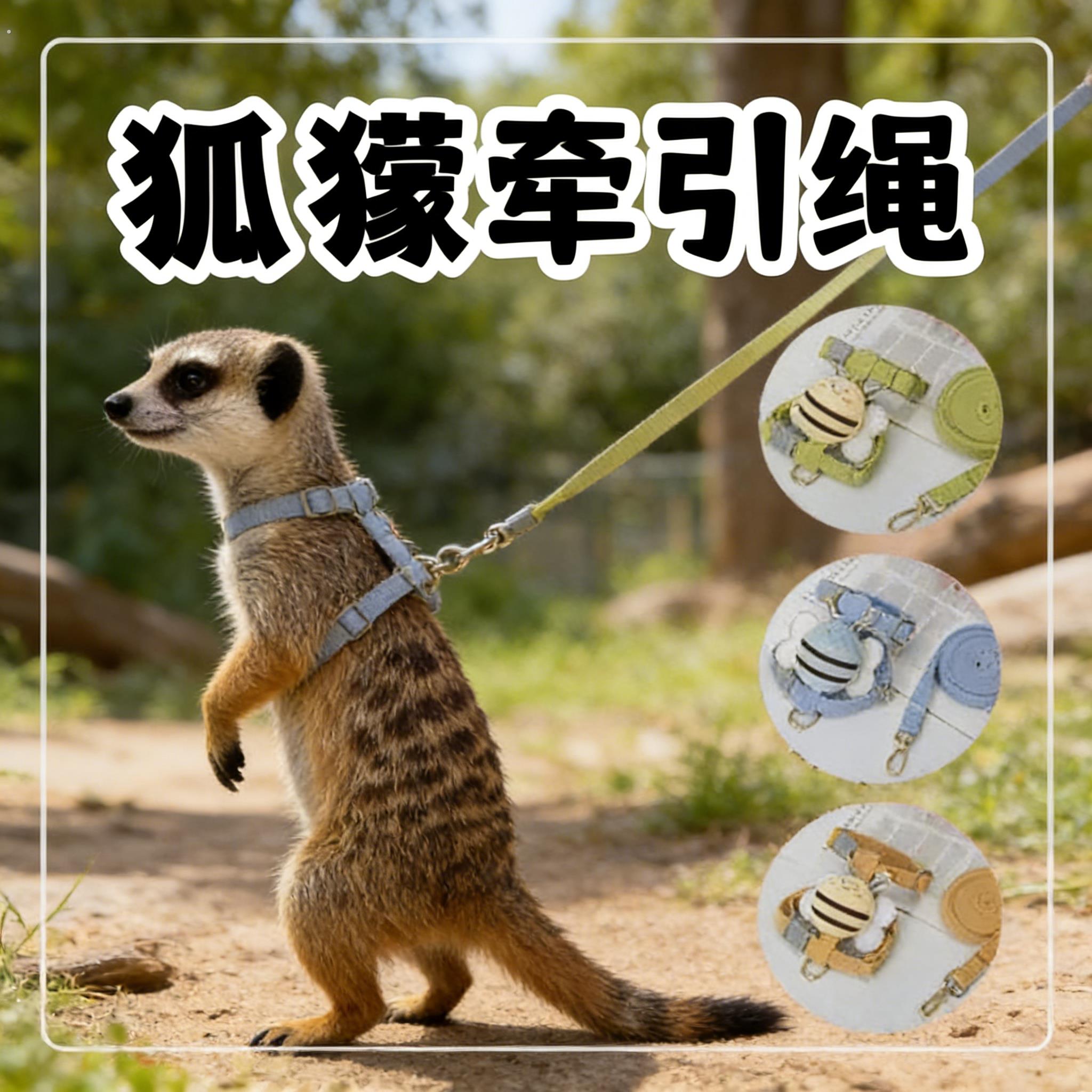 狐獴专用牵引绳子外出遛宠背带可调节小号出门神器小宠物用品大全
