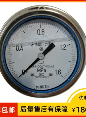 轴向带边耐震压力表1.0级Y-103BFZ yn150zt YN-100ZT 0-4/6/10MPA