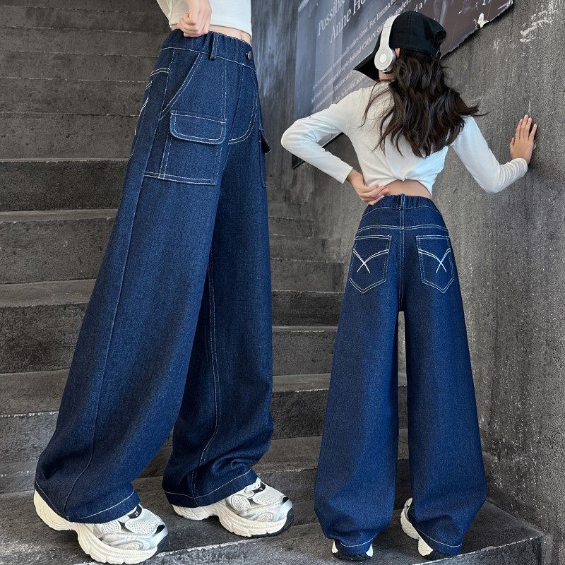 女童牛仔裤春秋款2024新款儿童裤子中大童装宽松直筒阔腿长裤秋装,童装/婴儿装/亲子装,儿童牛仔裤,淘宝优惠券,粉丝福利购,淘宝优惠卷