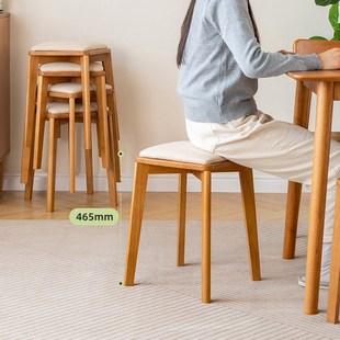 方凳实木软包凳子家用餐凳可叠放小户型轻奢化妆凳北欧简约换鞋凳